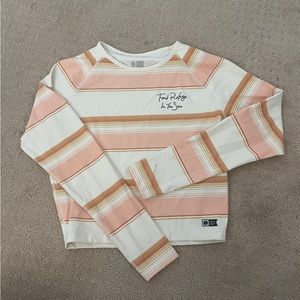 Salty Crew Women’s Striped Crop Rash Guard - Peach & Cream